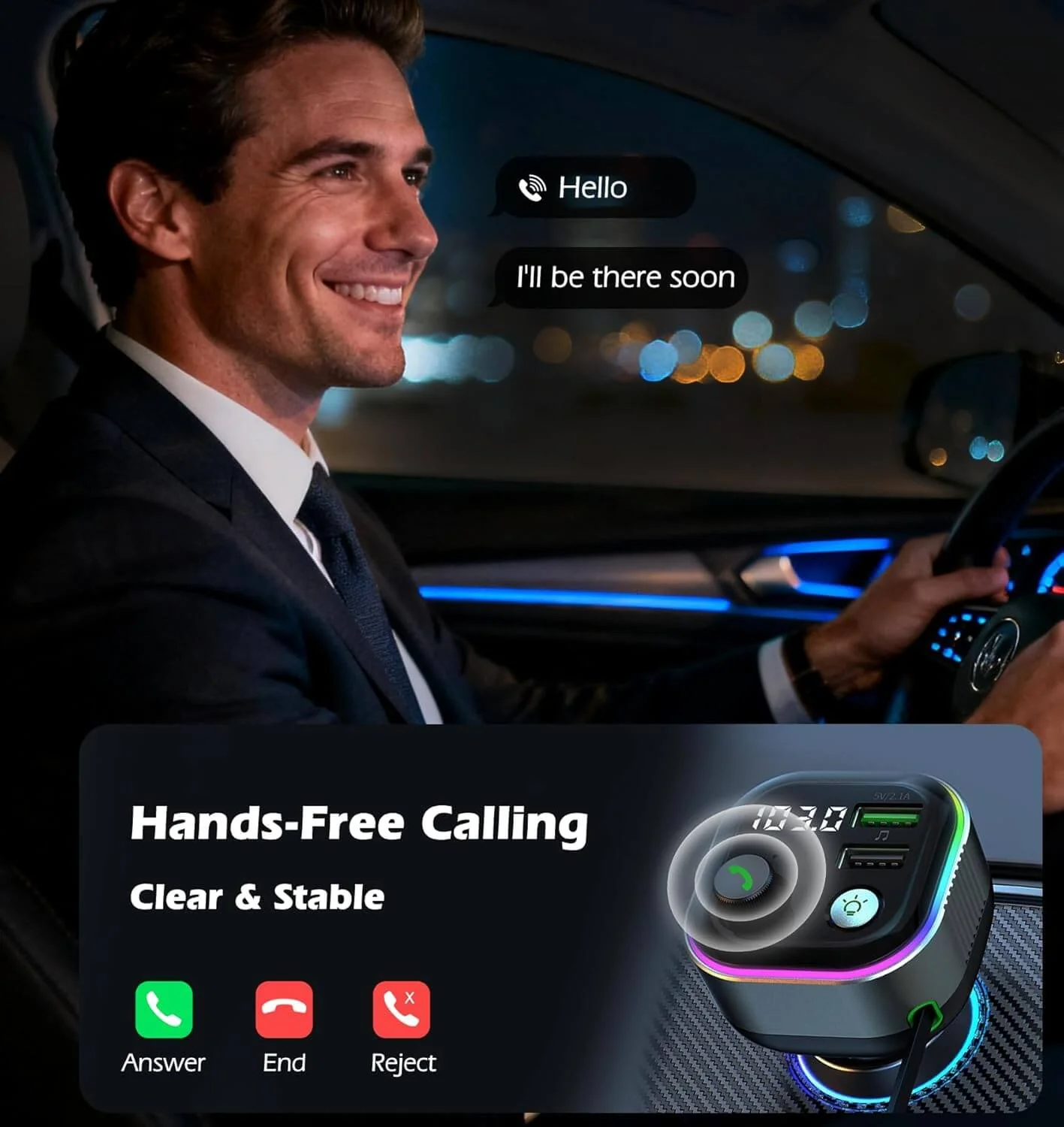CC01 65W Max Bluetooth FM Car Charger - Image 3