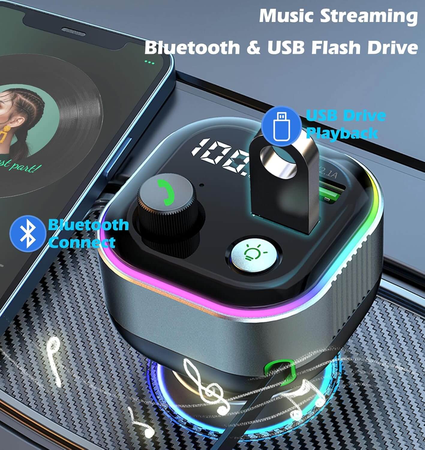 CC01 65W Max Bluetooth FM Car Charger - Image 8