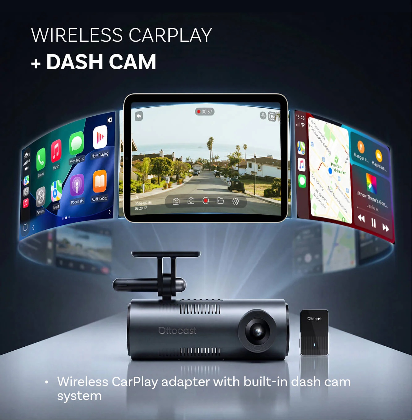 OttoSafe Cam 2-in-1 Dash Cam & Wireless CarPlay Adapter - Image 4